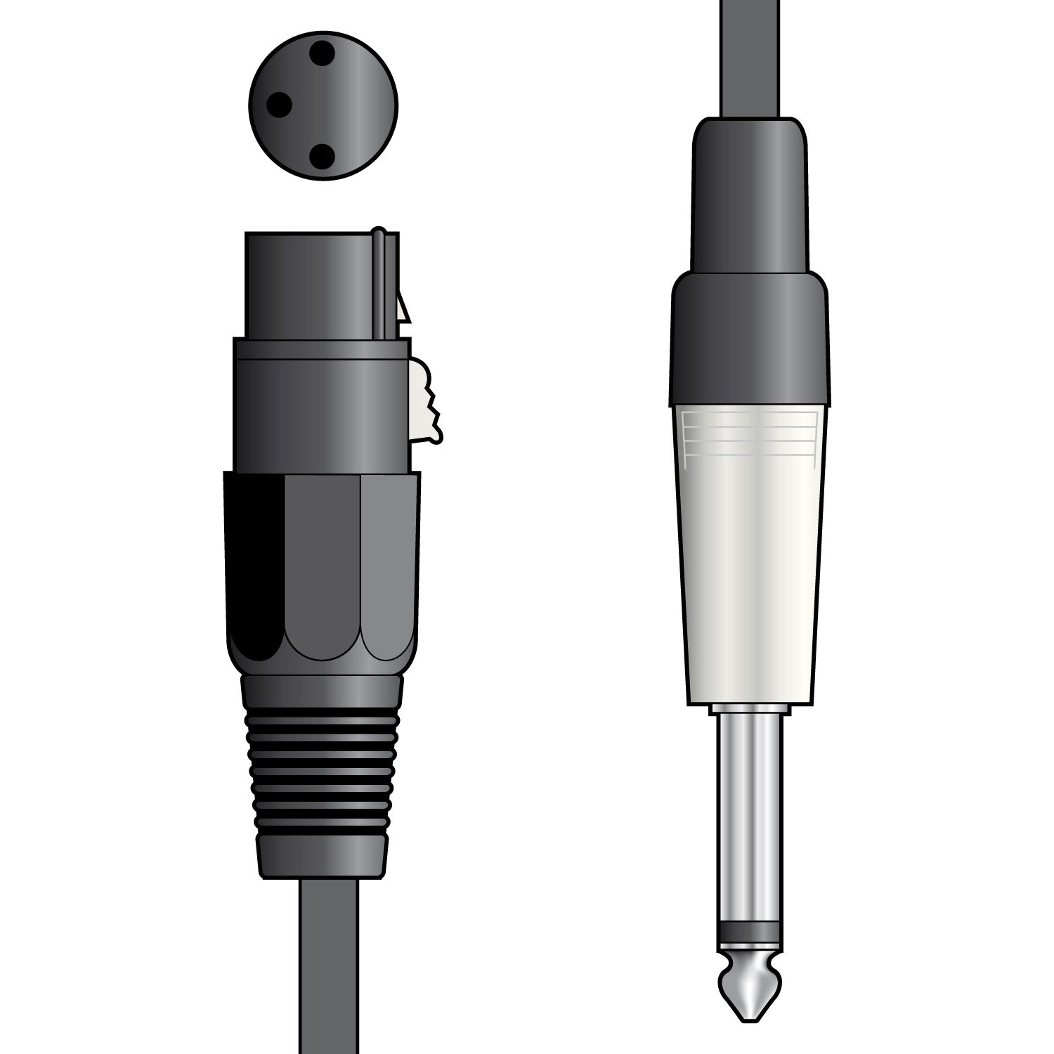 Citronic XLR Female to 6.3mm Mono Jack Microphone Audio Lead 1.5m