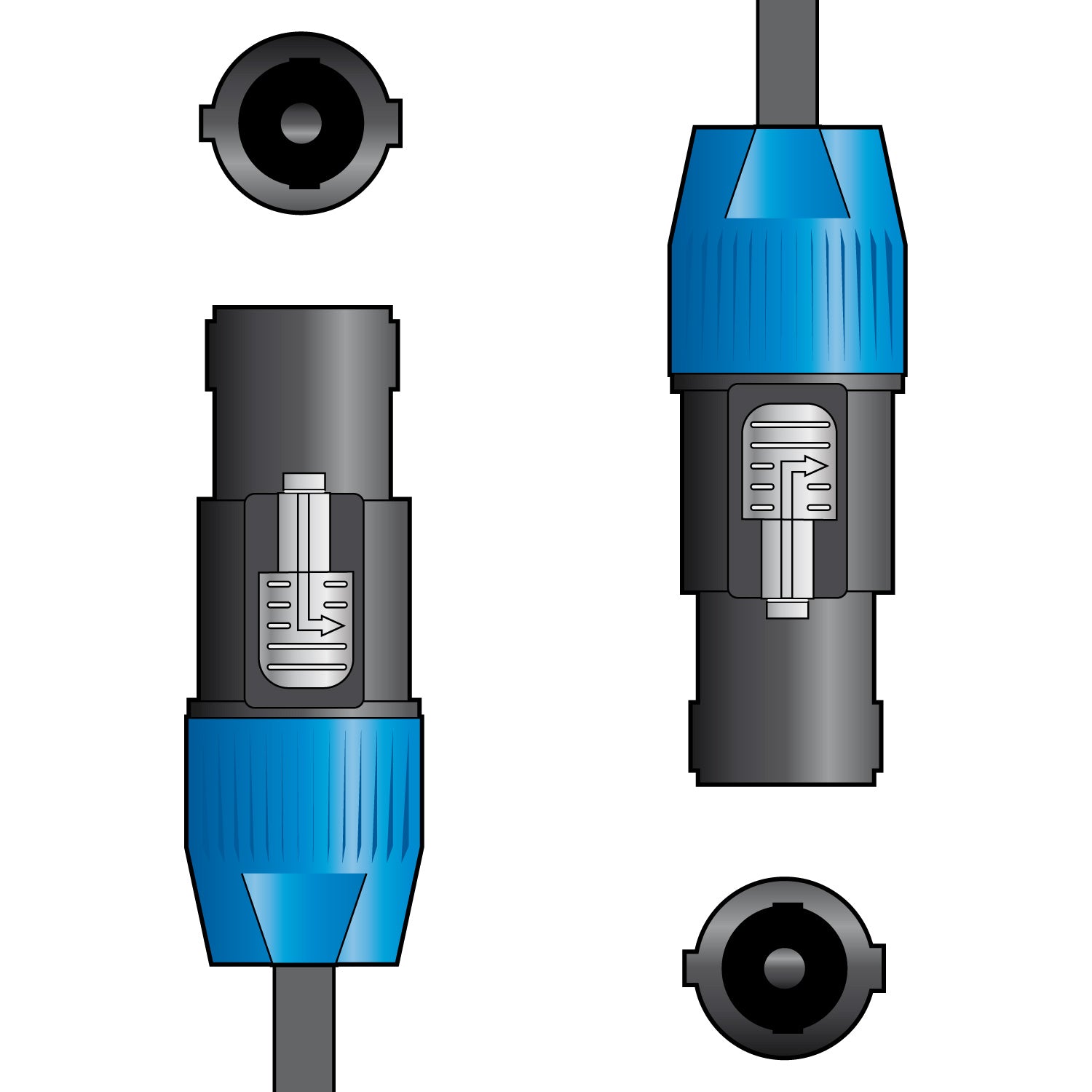 Citronic Speakon Plug to Speakon Plug Speaker Audio Lead 1.5m