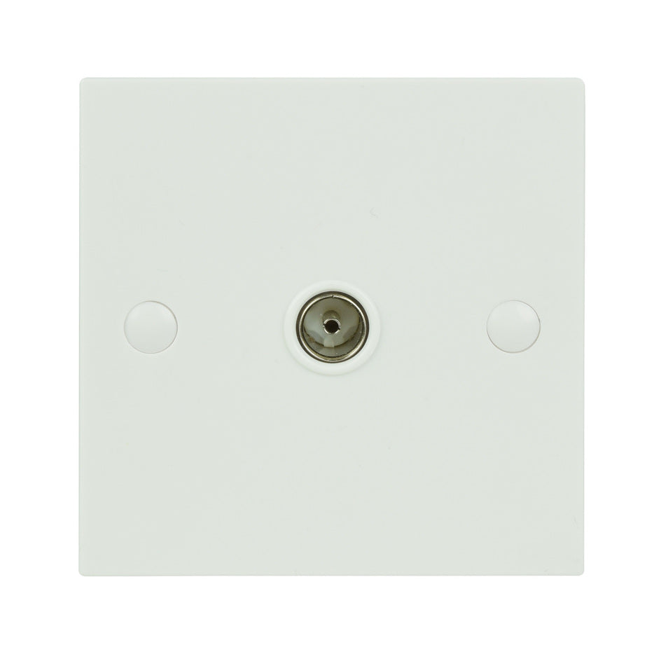 AV:Link Single Plastic TV Aerial Coaxial Wall Plate White